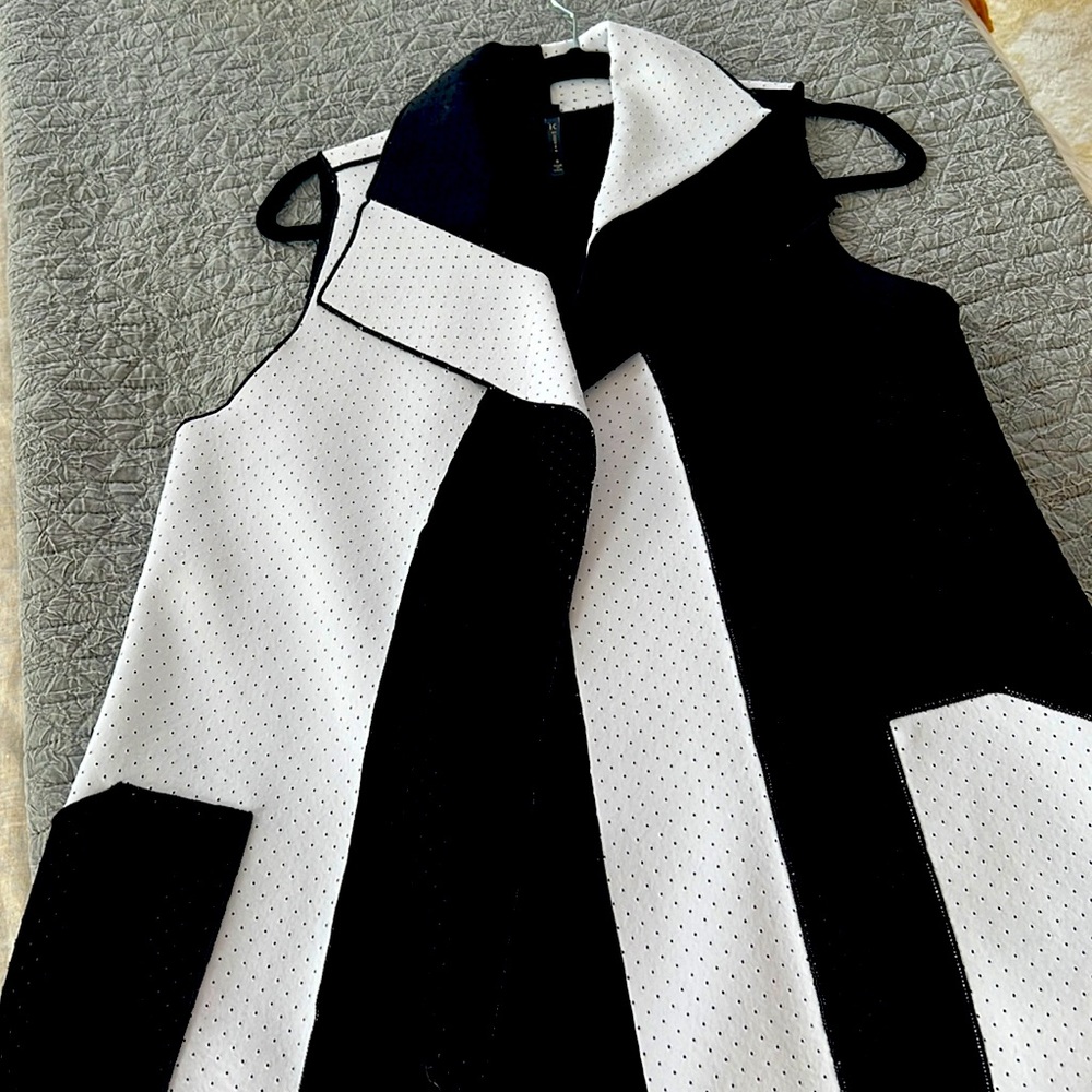 Ladies Black and White Color Block Vest